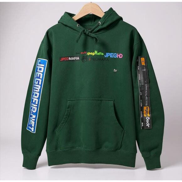 JPEGMAFIA Green Graphic Hoodie Sweatshirt Large Hip Hop Streetwear - Picture 1 of 9